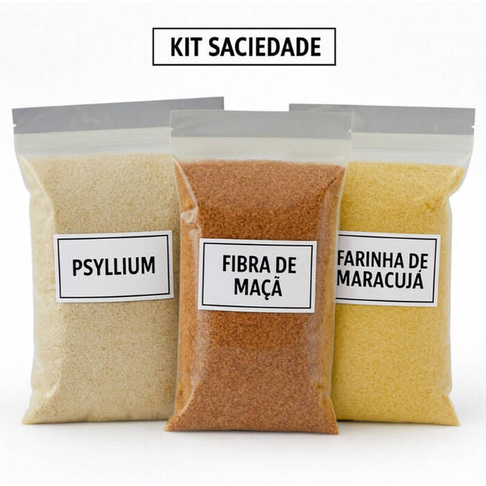 Kit Saciedade- Psyllium+ Fibra de Maçã+Farinha de Maracujá