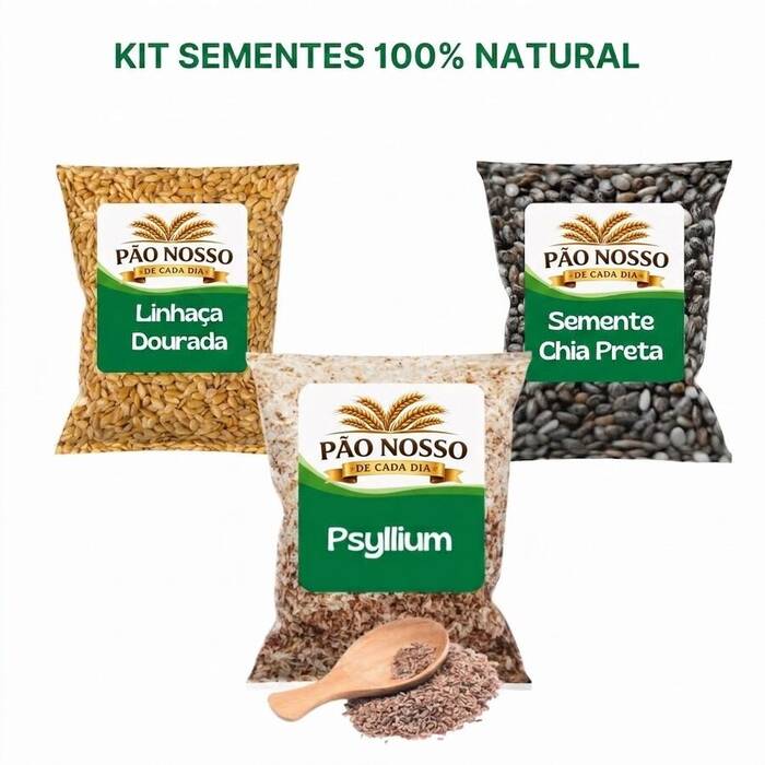 Kit de Fibras Chia, Linhaça e Psyllium Husk 100% NATURAL 750g