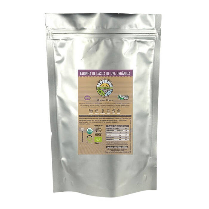 Farinha de Casca de Uva Orgânica Organovita 1 Kg - Rica em Resveratrol