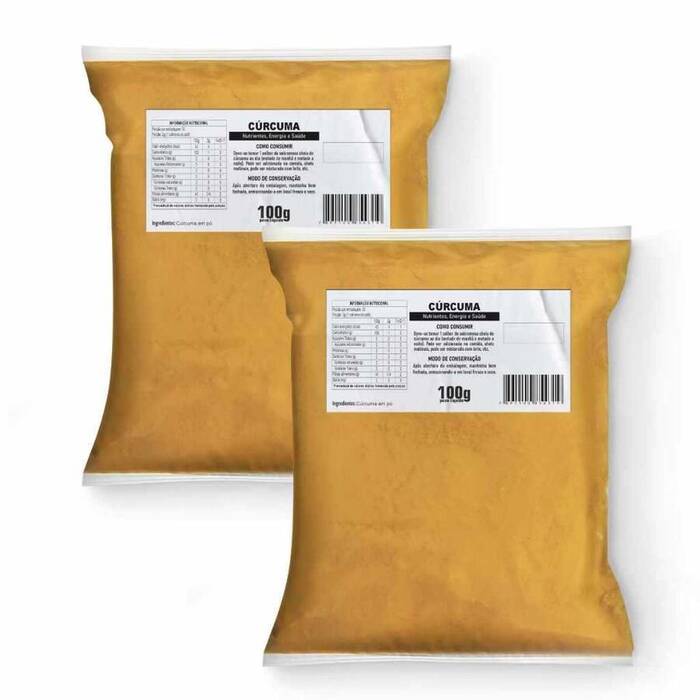 Açafrão da terra Cúrcuma em Pó 100g kit 2 unidades 100% puro