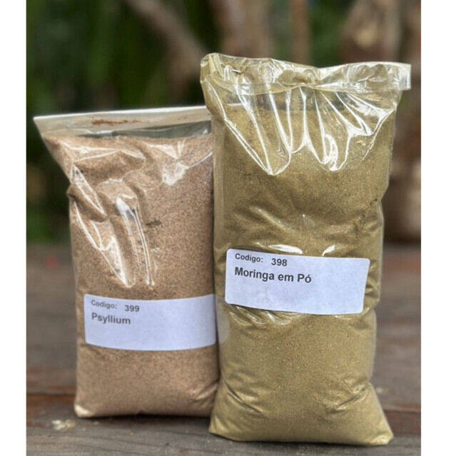 Kit Psyllium Fibra Pura + Moringa Em Pó 100% Pura 200 gramas de cada total 400 gramas