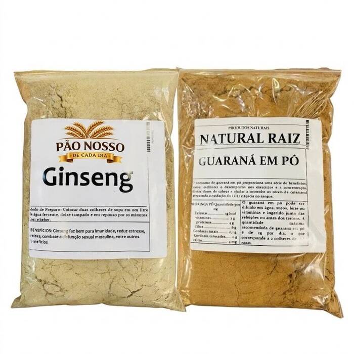 Kit Ginseng Em Pó + Guaraná em Pó 100% Natural Sem Misturas Original