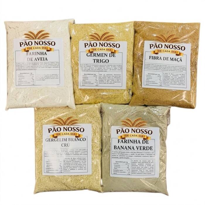Farinha Da Felicidade Fibra maçã + Aveia + Gérmen Trigo + Gergelim + Farinha Banana Verde