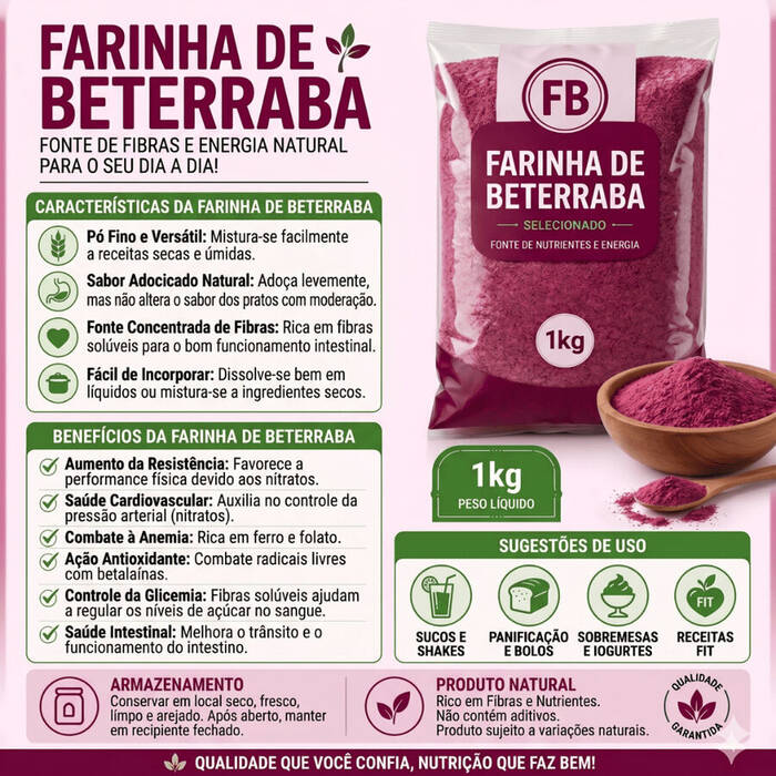 Kit Farinha de Beterraba e Farinha de Uva Premium 1kg