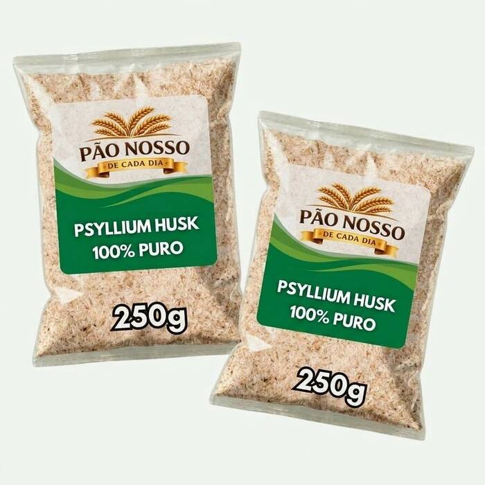 KIT 2 Psyllium Husk Fibra Premium 100% Natural Puro Rico em Fibras Alta Qualidade