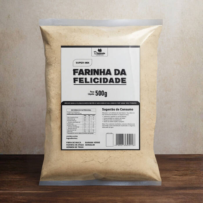Mix Farinha da Felicidade 500g Fibra de Maça Farinha de Aveia Germen de Trigo Banana Verde G