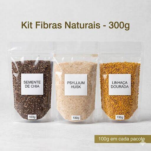 Mix de Fibras Naturais 300g Chia Psyllium Linhaça Dourada Rico em Fibras Alimentares