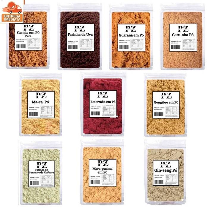 Kit 10 Itens Pré Treino Natural Energético - Canela, Guaraná, Beterraba, Gengibre, Farinha d