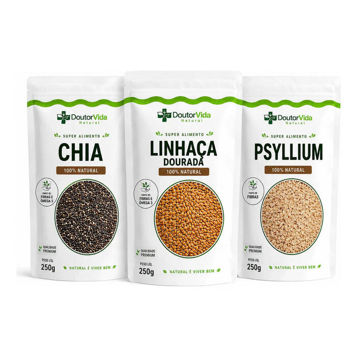 Mix De Sementes 750g Chia Linhaça Dourada Psyllium